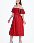 Fanm Mon Buse Dress Off-Shoulder with Floral Embroidery Details