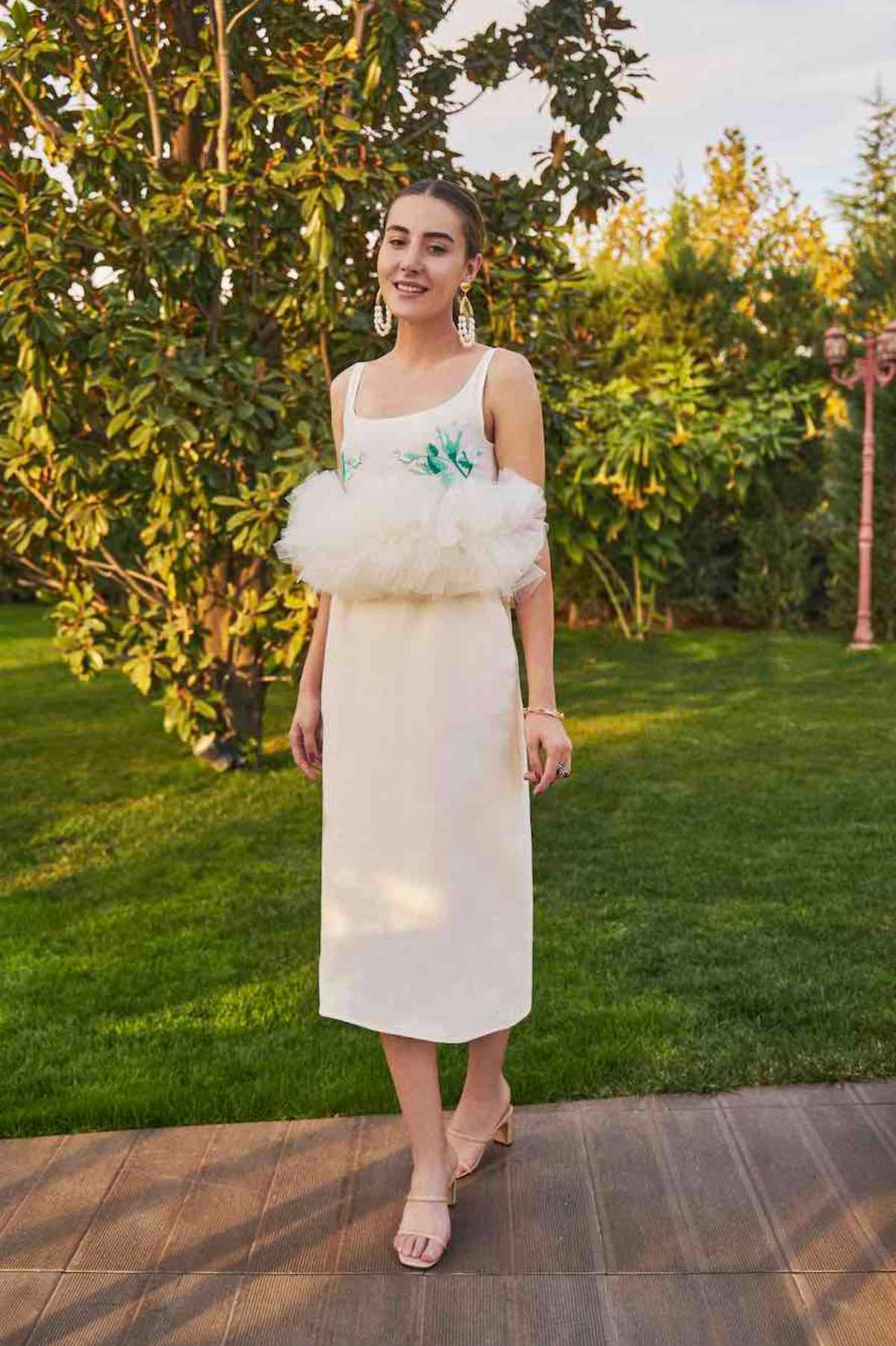 Fanm Mon Citra Linen & Tulle Midi Dress.