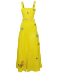 Fanm Mon Derin Set with Butterfly embroidery. Crop top and maxi skirt.