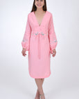 Fanm Mon Linen Esma Midi Longsleeve Dress. Front View. 