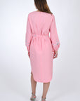 Fanm Mon Linen Esma Midi Longsleeve Dress. Back View.