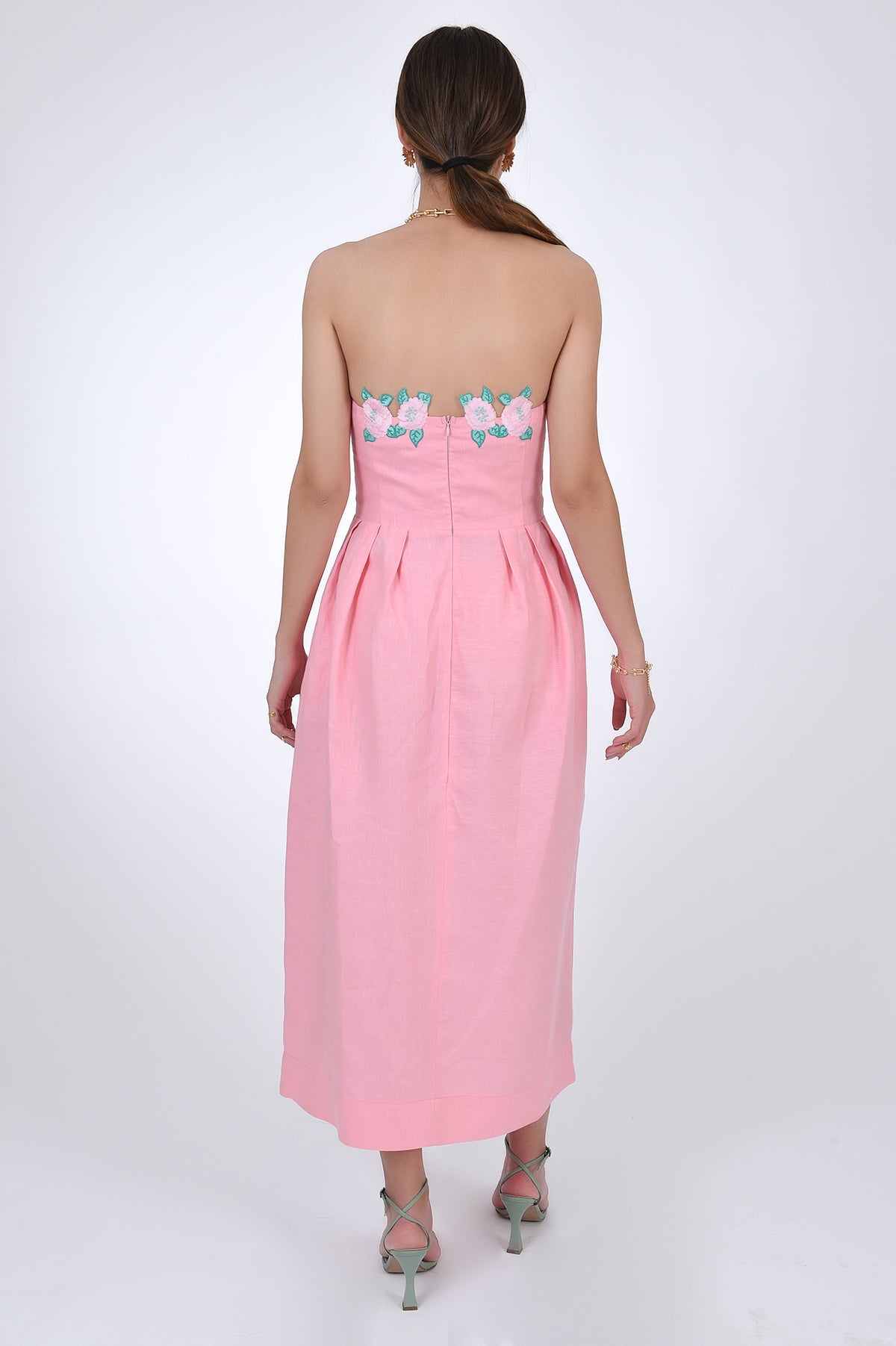 Strapless Linen Lorr Dress, Back View.