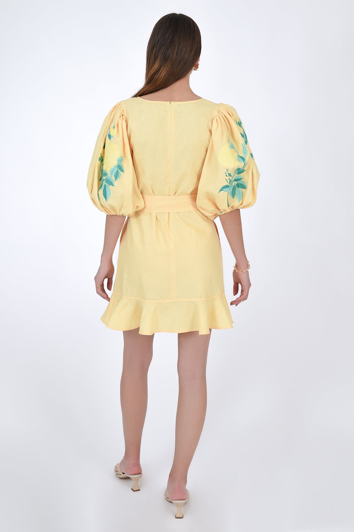 Naril Mini Linen Dress, Back View. 