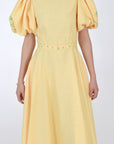 Nazz Linen Midi Dress detail view of detectable waist belt.