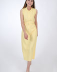 Mara Midi Linen Dress, in Golden Haze, Front View.