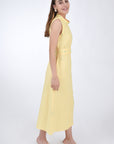 100% Linen Mara Sleeveless Dress, Side View. 