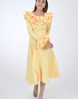Fanm Mon Volant Ruffle Linen Dress, Front View with Movement.