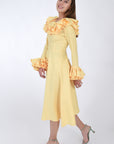 Fanm Mon Volant Ruffle Linen Dress, Side Vliew.