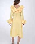 Fanm Mon Volant Ruffle Linen Dress, Back view with view of buttons.