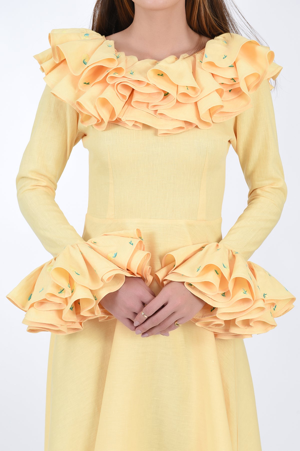 Fanm Mon Volant Ruffle Linen Dress, Ruffle  detail