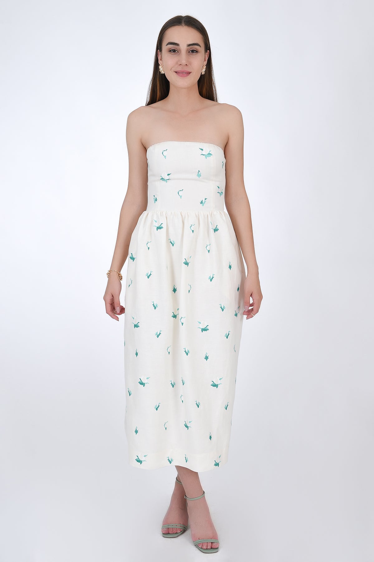 Rozie Linen Dress, Front View.