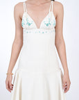 Detail of the Embroidery on Linen Gest Dress Part of the Manmzel Collection.