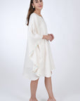 Fanm Mon Lage Linen Kaftan Dress in Ivory, Side View. 