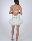 Fanm Mon Electra linen & tulle  mini dress, back view.