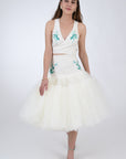 Seher Linen and Tulle Skirt & Top Set, Front View