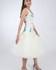 Seher 2 Piece Set, showcase Tulle layered skirt, Side View.