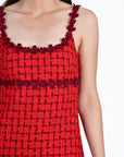 Emel Dress detail shot of the embroidery details on straps.