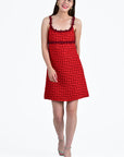Emel Mini Dress with 3D Embroidery Details in Boucle Cherry