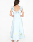 Back View of the Bella Dress with Ruffles and Sea-Inspired Embroidery Part of the Fanm Mon x Sarah Bray Collaboration 