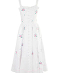 Fanm Mon x OTM Cathleen Midi Dress wtih Pink Floral Pink floral and Scallop Embroidery