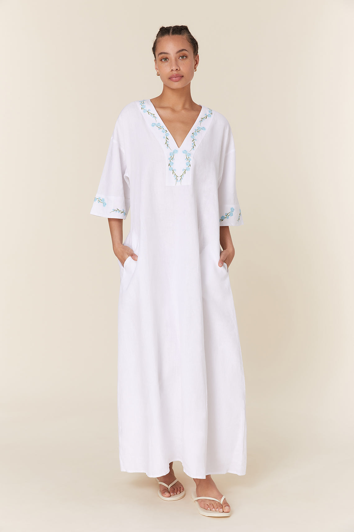 White linen hotsell kaftan dress