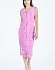 Fanm Mon Belinda Dress in Plum with Ruffle Front and White Floral Embroidery (Wombman Collection)