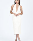 Karla Dress with Plunging Neckline in Ivory (Fanm Mon Dress - Wombman Collection)