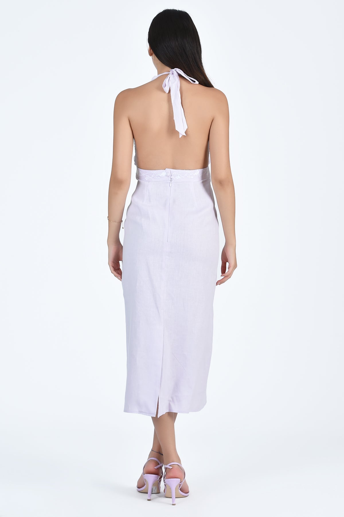 Back of the Karla Cotton Halter Dress (Fanm Mon - Wombman Collection)