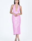 Fanm Mon Karla Halter Like Dress in Plum with White Floral Embroidery (Fanm Mon - Wombman Collection)