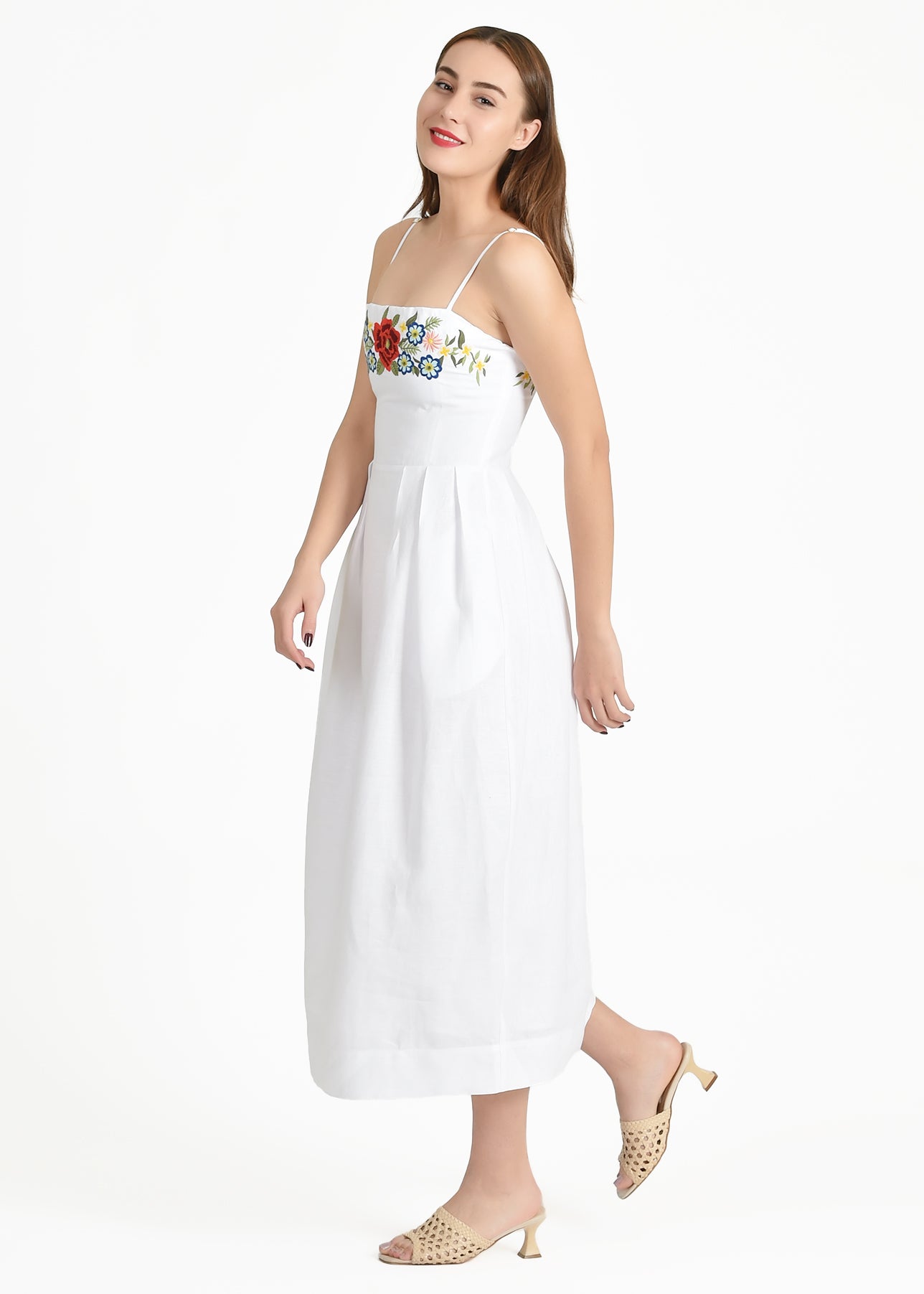 Side view of the Loadis Dress in White