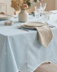 CRETE BLUE SCALLOPED RECTANGULAR TABLECLOTH