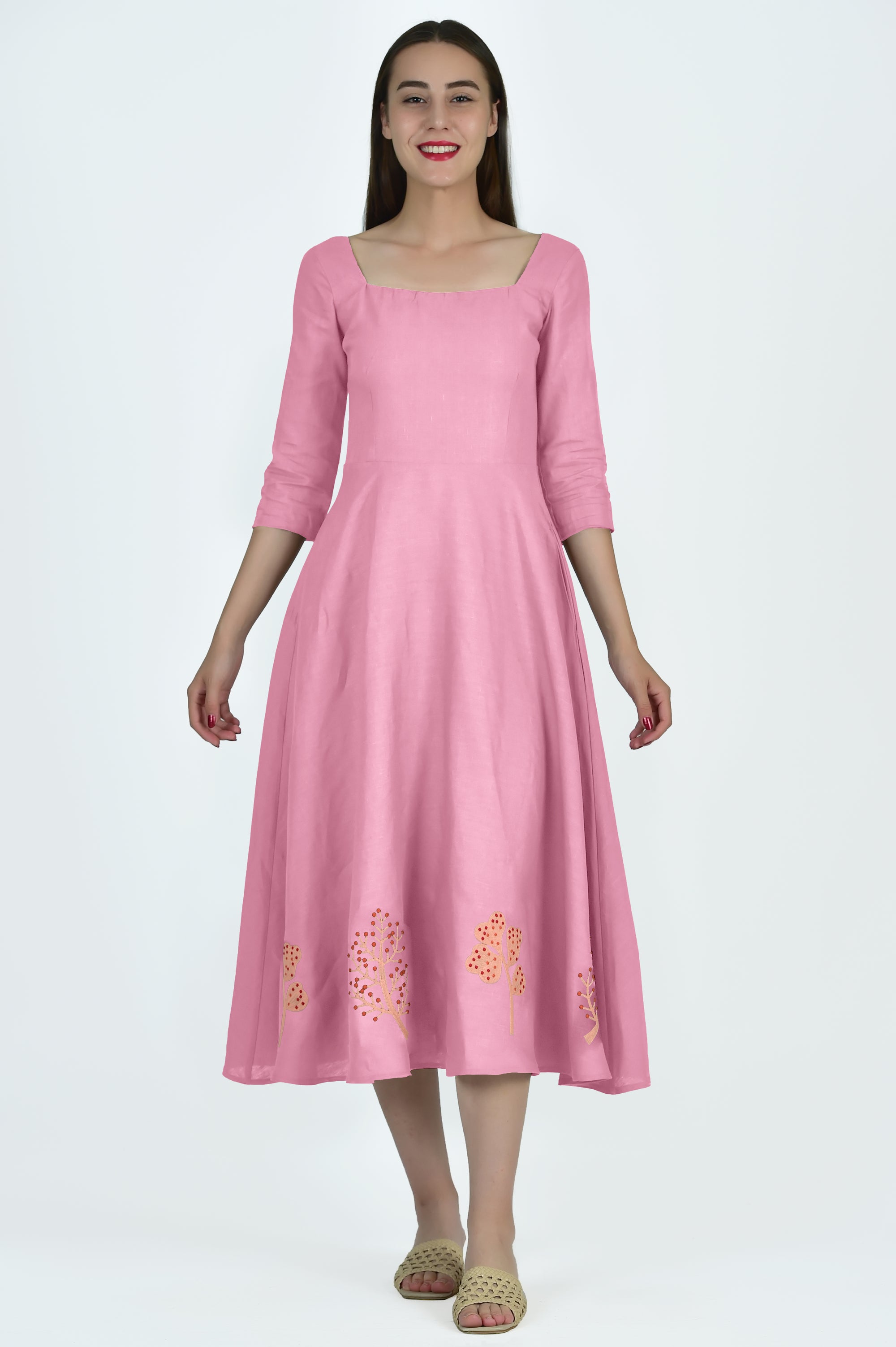 Liz Adams & Fanm Mon Collaboration Coco Dress In Geranium Pink
