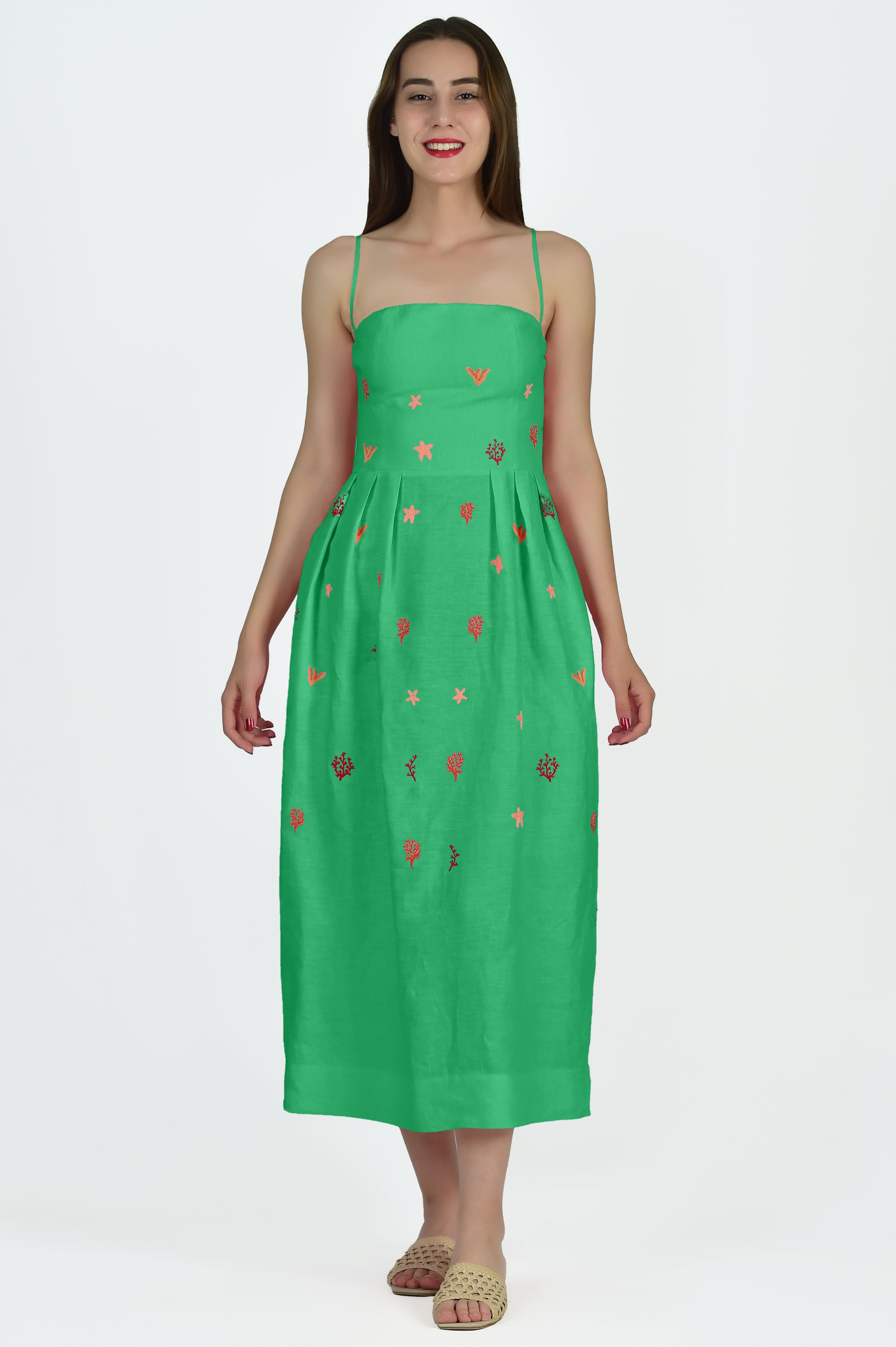 Fanm Mon x Liz Adams Emily Dress in Kelly Green