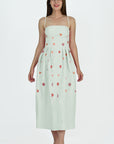 Fanm Mon x Liz Adams Emily Dress in Mint Green with Sea Inspired Embroidery