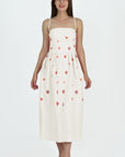 Liz Adams x Fanm Mon Cream Emily Dress with Coral and Starfish embroidery details