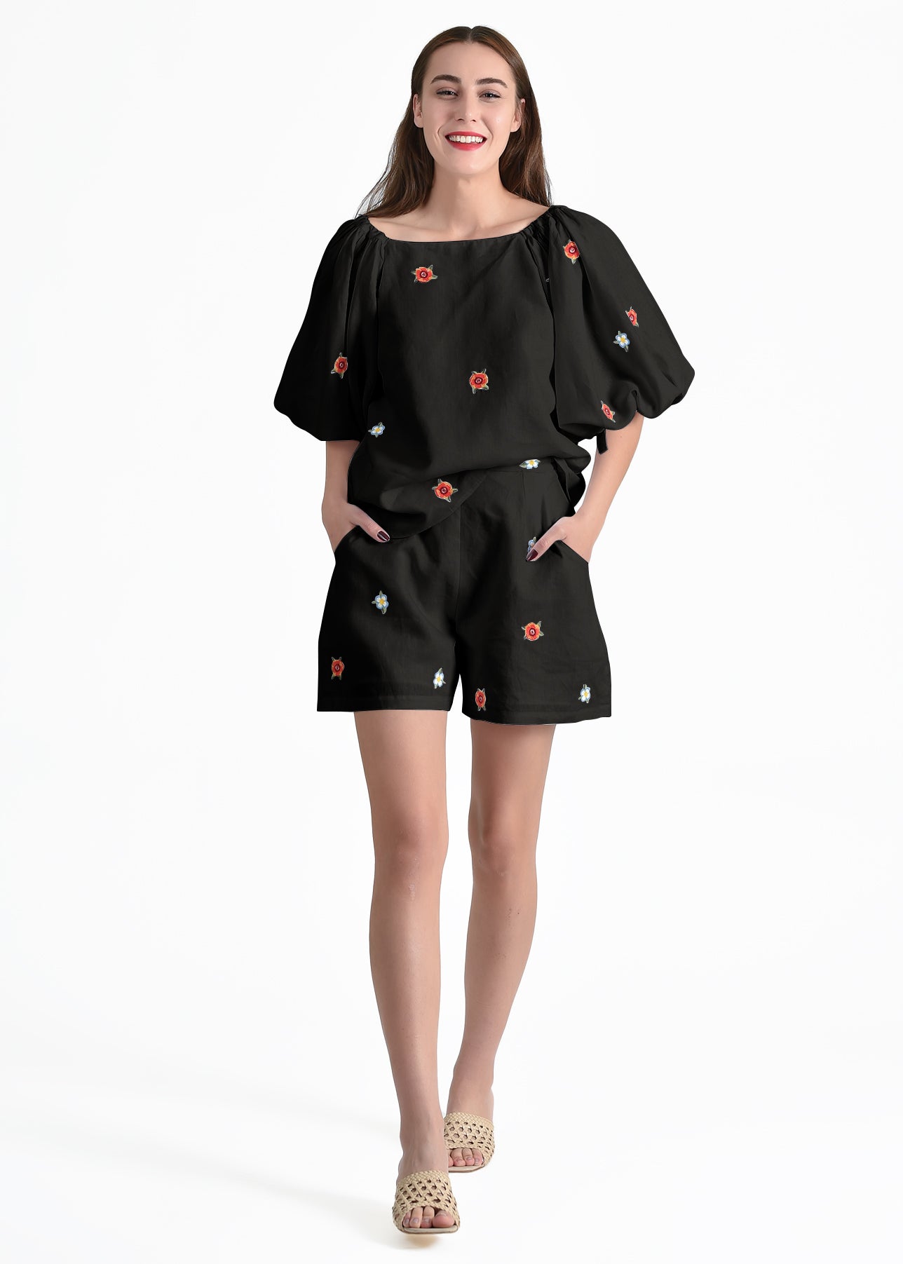 Lizzie Floral 2 Piece Set in Black