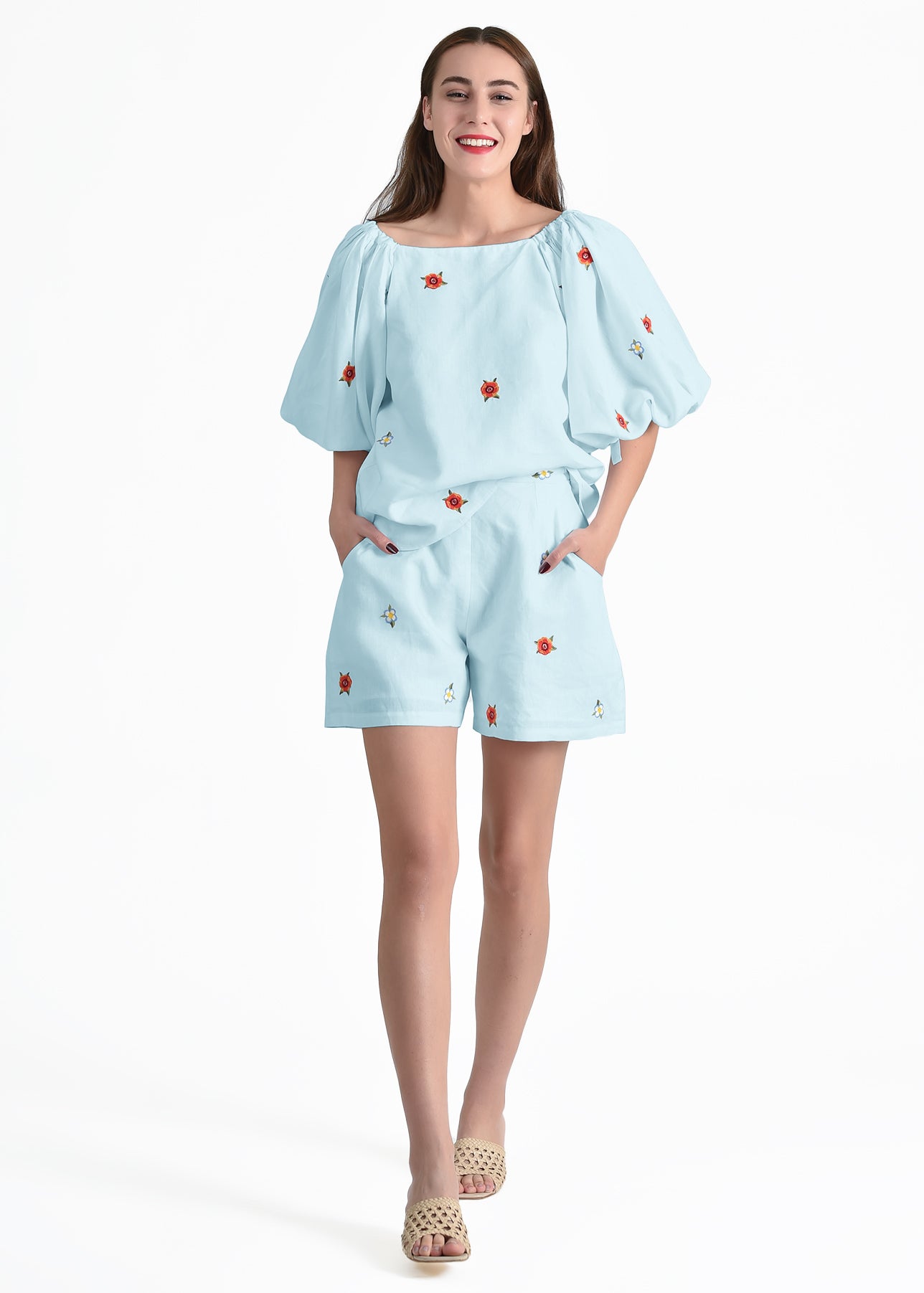 Fanm Mon Lizzie Short Set in Light Lagoon