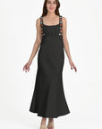 Lulu Dress in Black with Red and Blue Floral Embroidery
