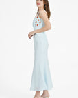 Side View of the Lulu Dress showcasing the Floral Embroidery