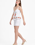 Side View of the Malia Dress Showcasing Floral Embroidery
