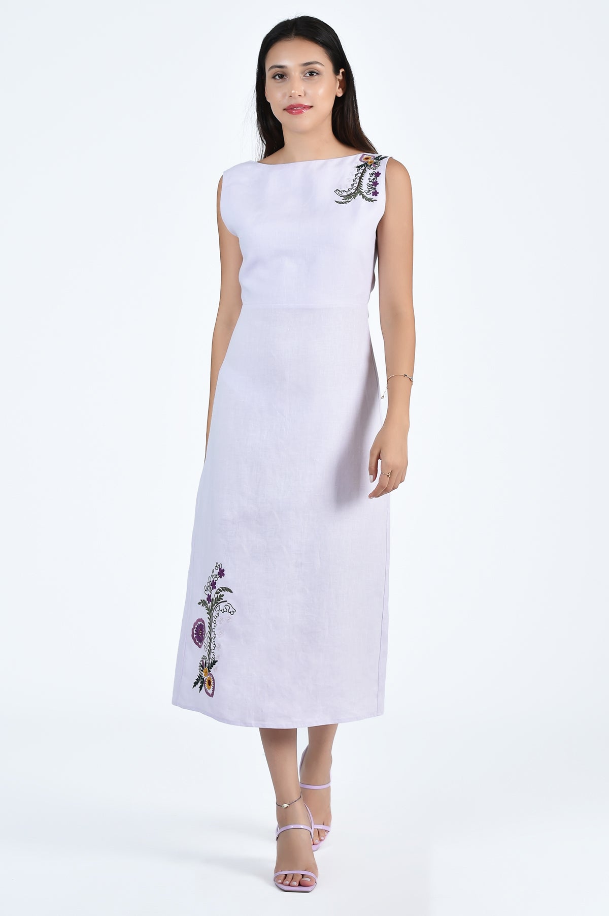 marina floral embroidered dress Marina Blue Embroidered Mini Dress 3X / Marina Blue main image 1