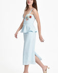 Side View of the Mirelle Dress in Light Lagoon