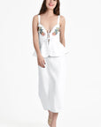 Mirelle Dress with Floral Embroidery In White