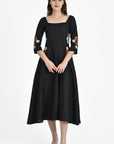 Nergis Floral Embroidered Dress in Black