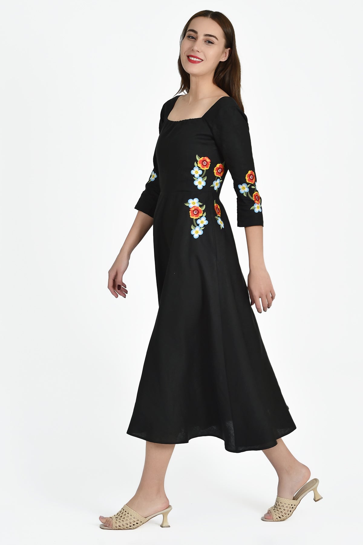 Nergis Three Quarter Length Sleeve Dress