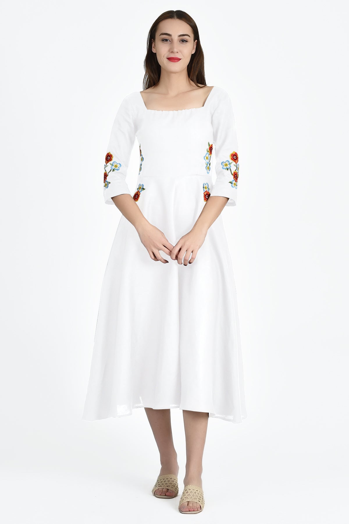Nergis 100% Cotton Dress in White