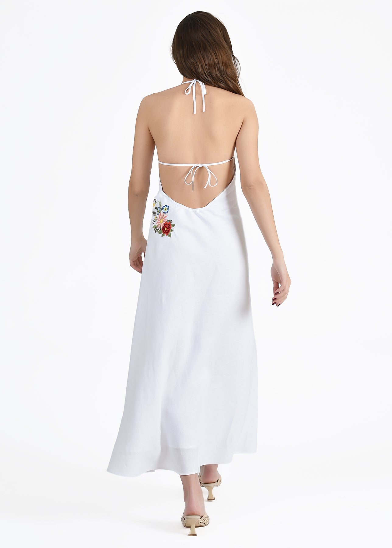 Back View of the Ophelia Dress with Tie Back and Halter