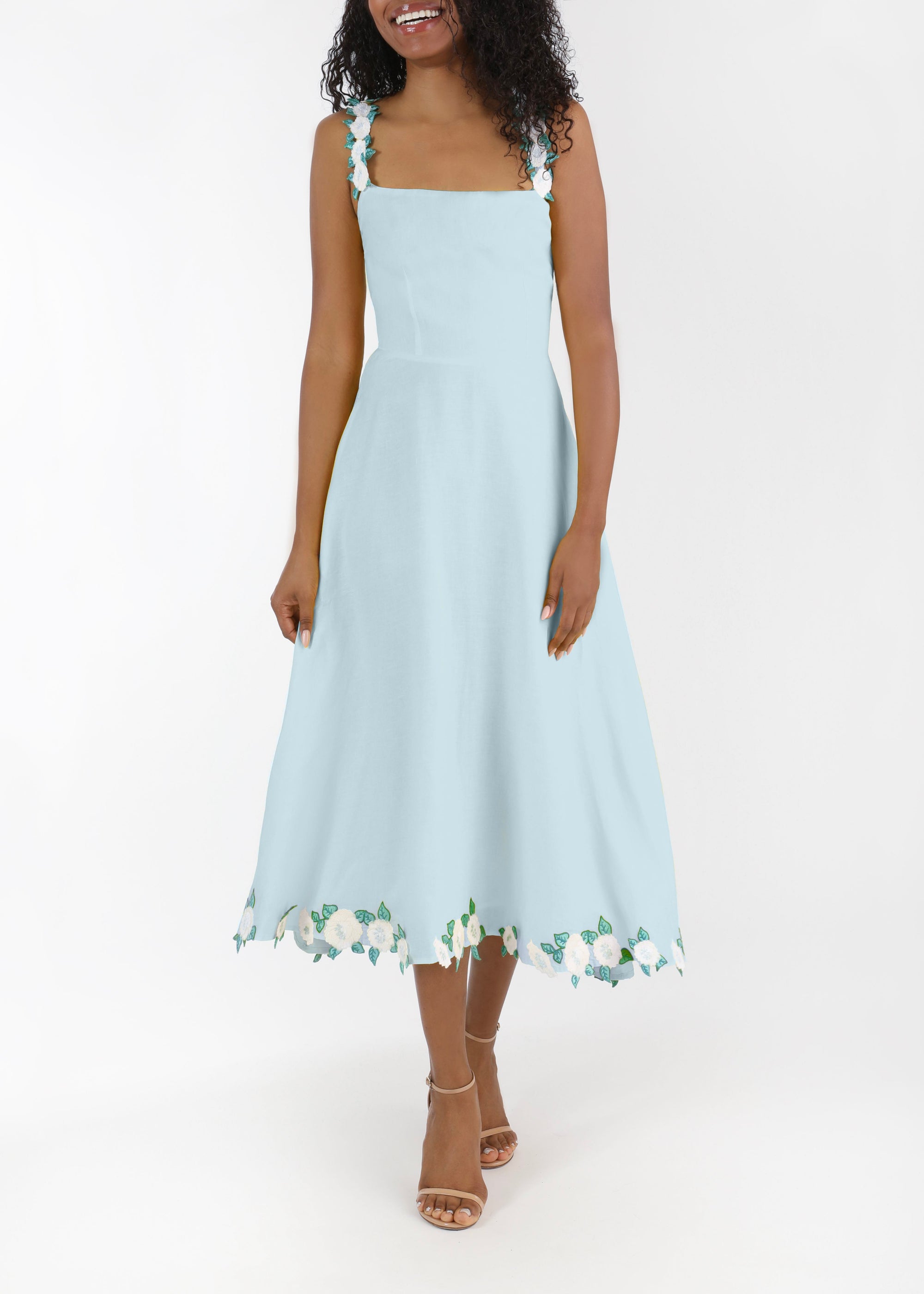 Fanm Mon x Over the Moon Sasha Dress in Light Lagoon Blue
