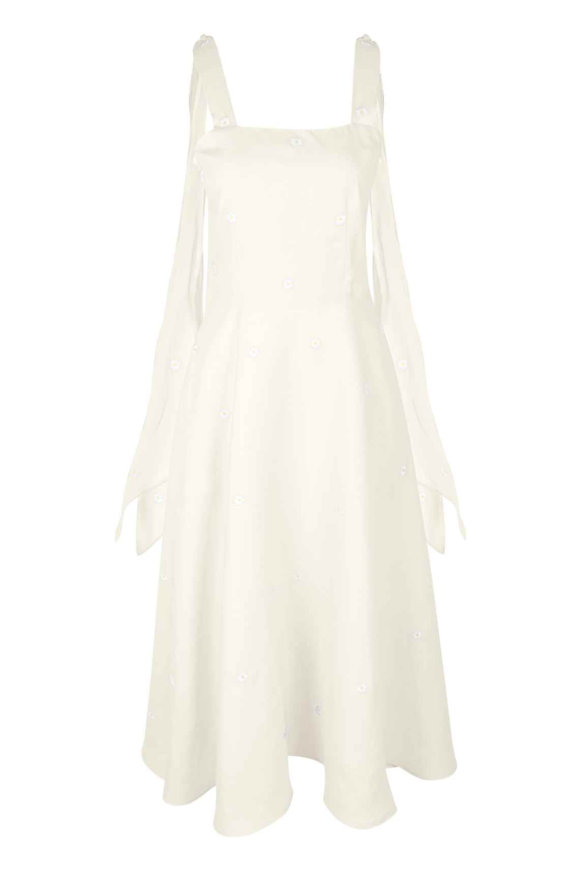 Fanm Mon x Over The Moon Shayna Dress In White with Floral Embroidery