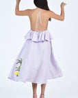 Fanm Mon Sherry Dress in Lilac Back Detail showcases Tie Back Closures
